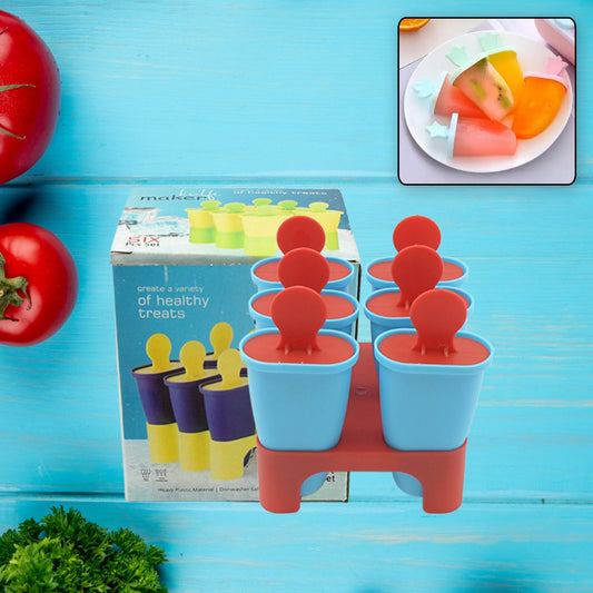 Ice Candy Maker 6 pcs Set Kulfi Maker Ice Candy Mould Clear sicle Mold Homemade Ice  Maker Reusable Easy Candy Chocobar Kulfi Mould Tray with Sticks