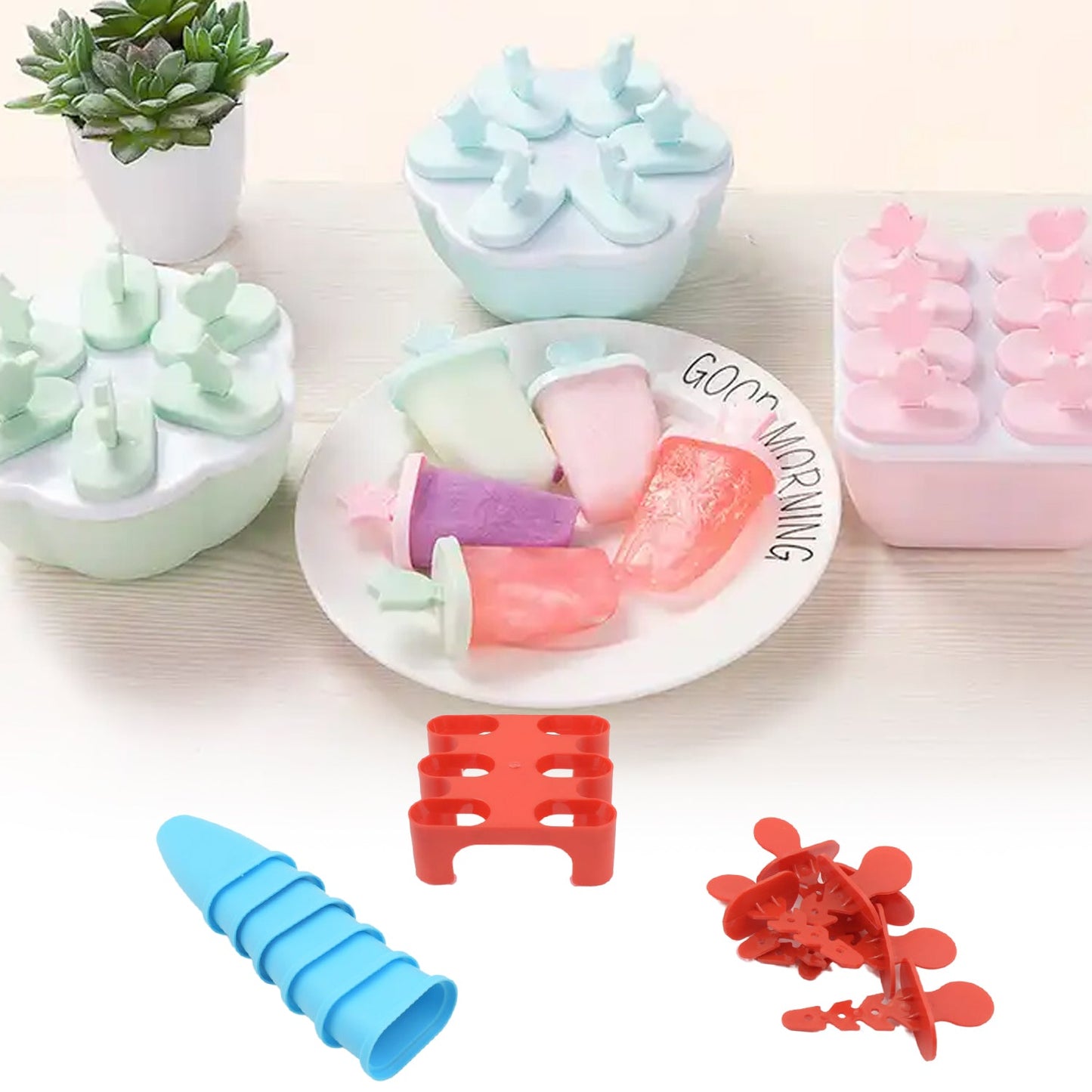 Ice Candy Maker 6 pcs Set Kulfi Maker Ice Candy Mould Clear sicle Mold Homemade Ice  Maker Reusable Easy Candy Chocobar Kulfi Mould Tray with Sticks