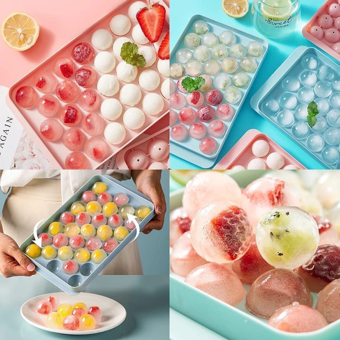Plastic Round BPA Free Reusable Ice Cube Ice Ball Mold / Lolli Candy Maker (20x12cm)