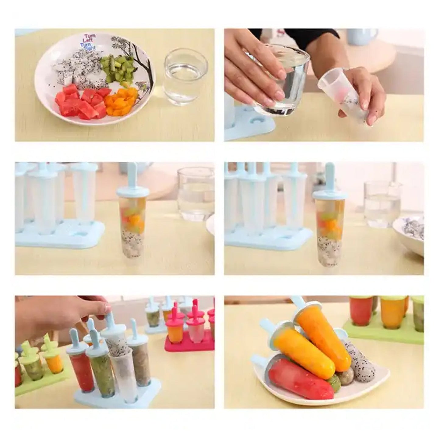 Ice Candy Maker 6 pcs Set Kulfi Maker Ice Candy Mould Clear sicle Mold Homemade Ice  Maker Reusable Easy Candy Chocobar Kulfi Mould Tray with Sticks