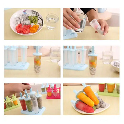 Ice Candy Maker 6 pcs Set Kulfi Maker Ice Candy Mould Clear sicle Mold Homemade Ice  Maker Reusable Easy Candy Chocobar Kulfi Mould Tray with Sticks