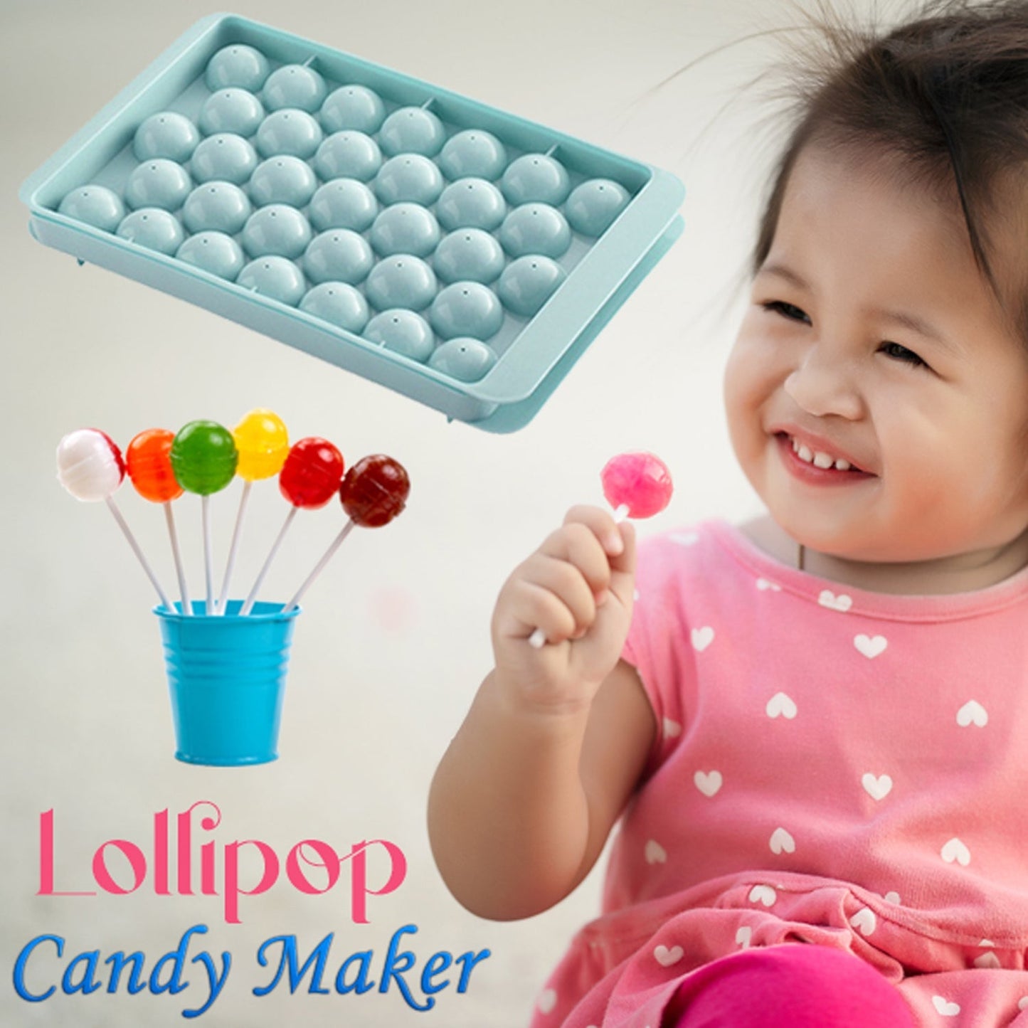 Plastic Round BPA Free Reusable Ice Cube Ice Ball Mold / Lolli Candy Maker (20x12cm)