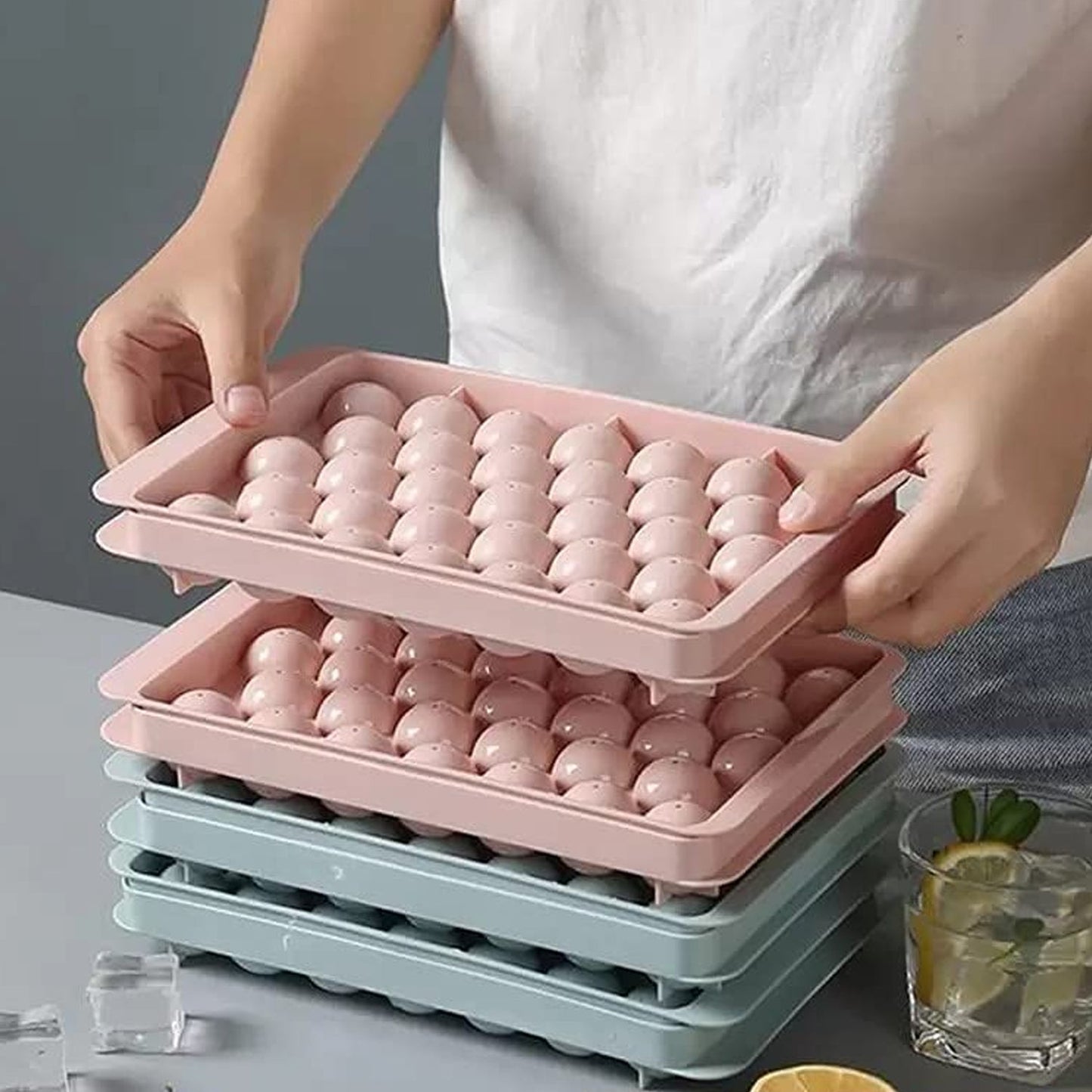Plastic Round BPA Free Reusable Ice Cube Ice Ball Mold / Lolli Candy Maker (20x12cm)