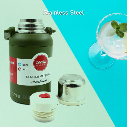 Stainless Steel Vacuum Insulated Water Bottle – 900ML, Leak-Proof, Wide Mouth with Hanging Strap (Mix Color)