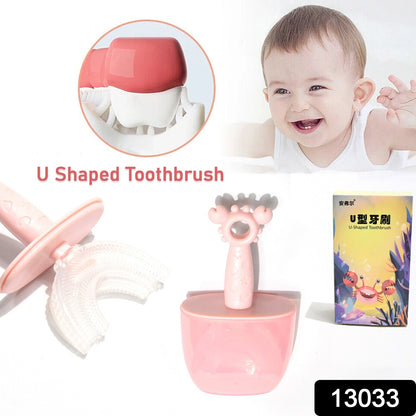 Kids U-Shaped Silicone Toothbrush – 360° Cleaning for Ages 2-6 (1 Pc)