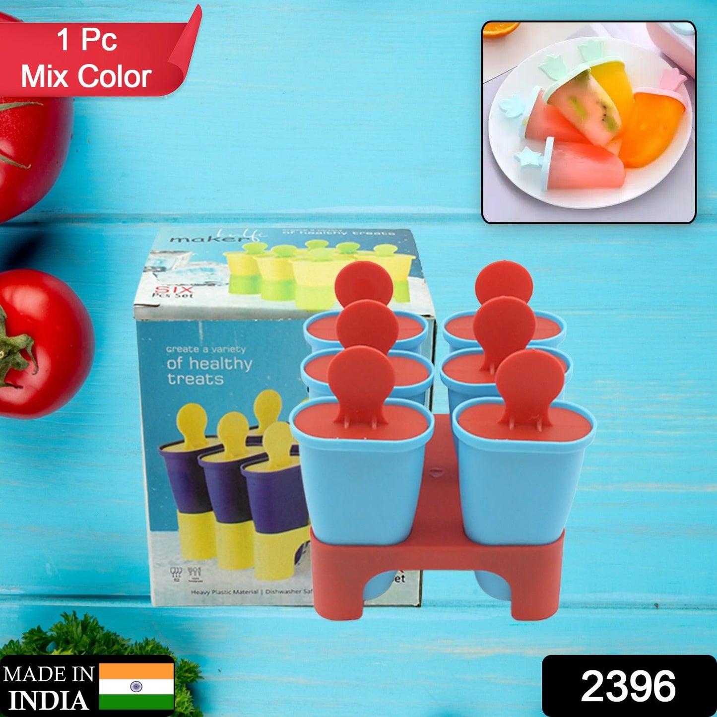 Ice Candy Maker 6 pcs Set Kulfi Maker Ice Candy Mould Clear sicle Mold Homemade Ice  Maker Reusable Easy Candy Chocobar Kulfi Mould Tray with Sticks