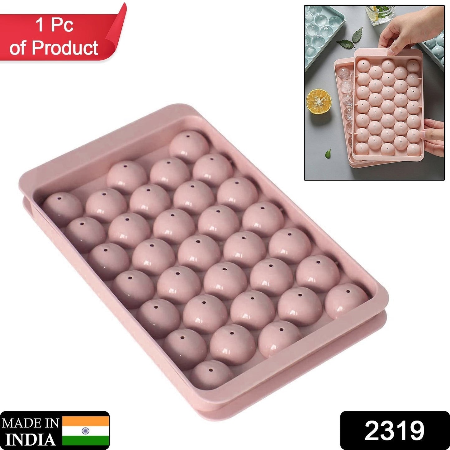 Plastic Round BPA Free Reusable Ice Cube Ice Ball Mold / Lolli Candy Maker (20x12cm)